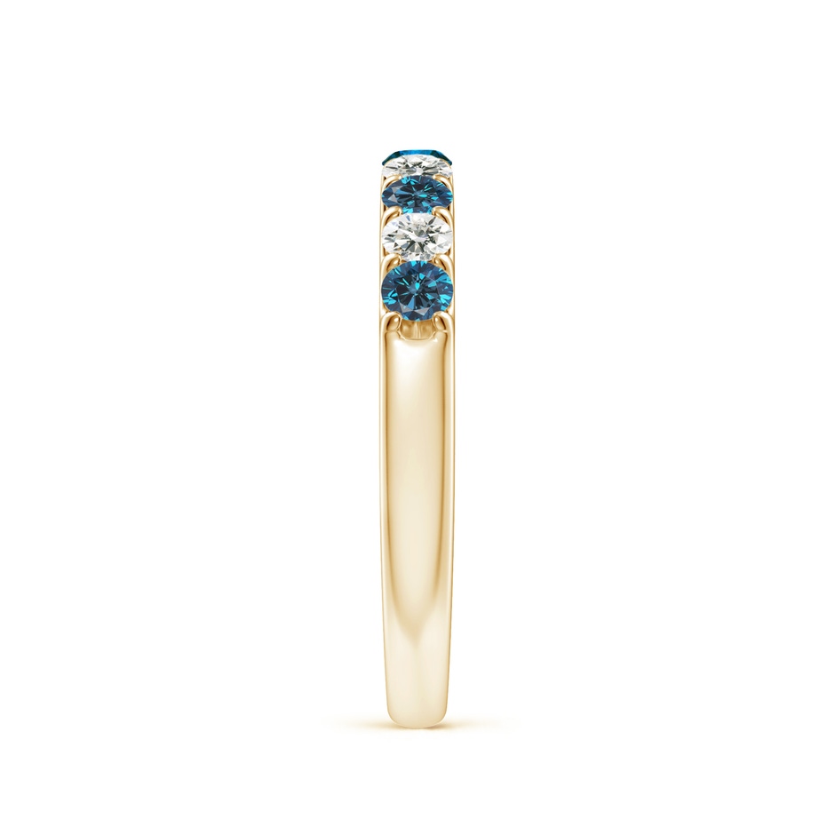 2.5mm AAA Prong-Set White and Enhanced Blue Diamond Half Eternity Ring in Yellow Gold side 299