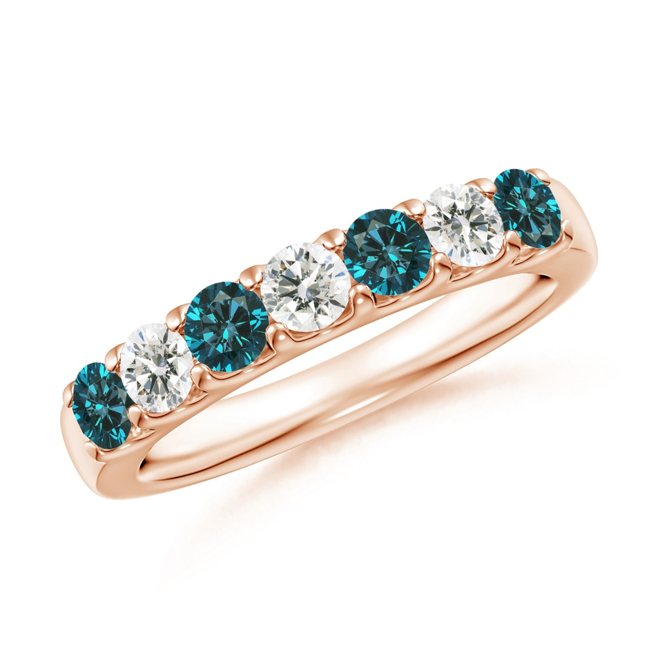 3.1mm AA Prong-Set White and Enhanced Blue Diamond Half Eternity Ring in Rose Gold 