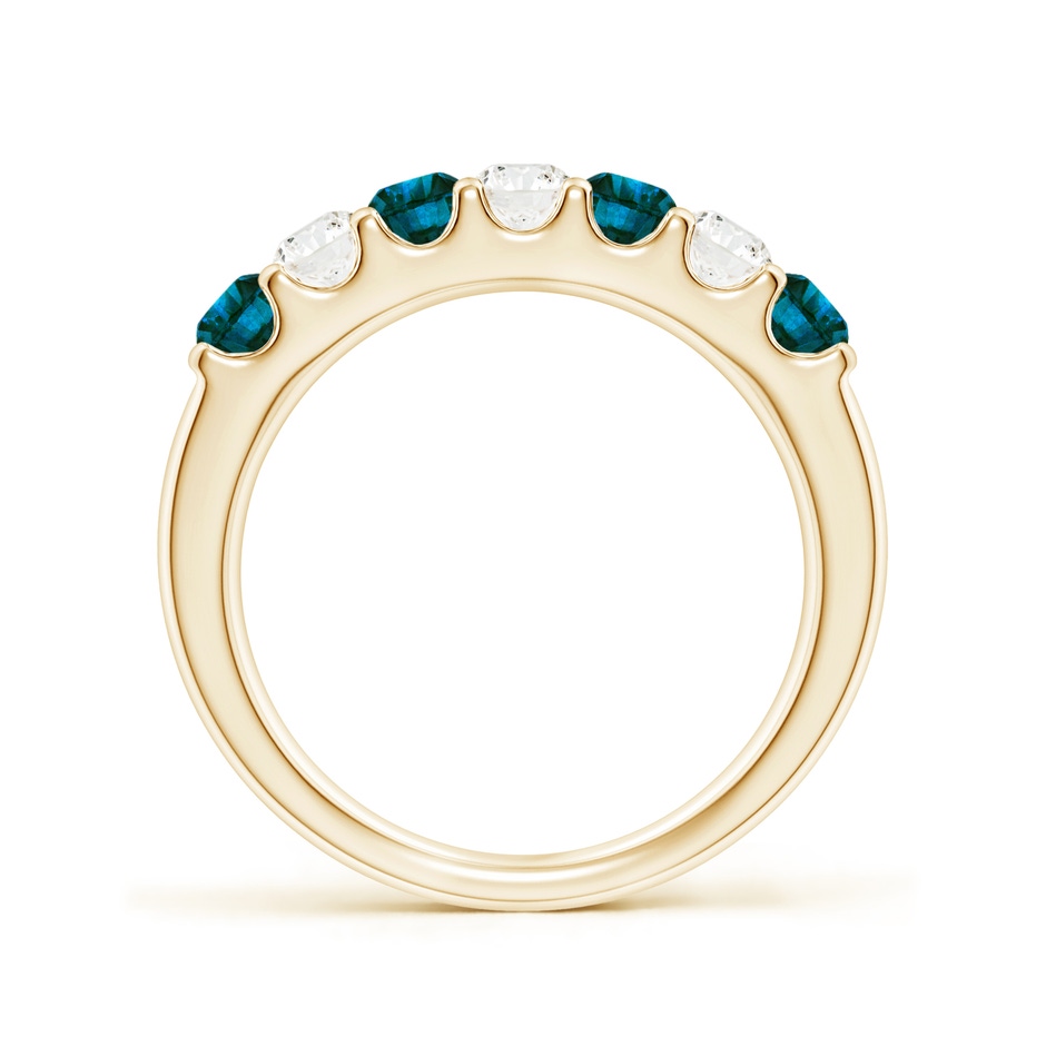 3.1mm AA Prong-Set White and Enhanced Blue Diamond Half Eternity Ring in Yellow Gold side 199