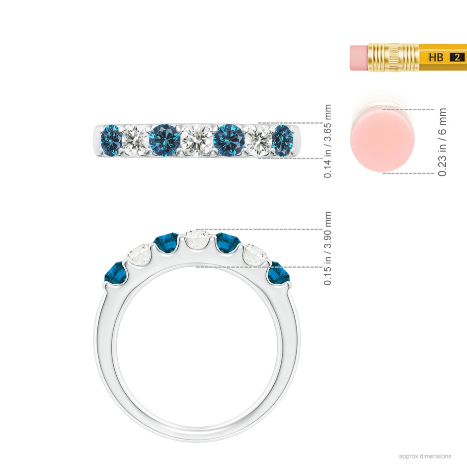 3.1mm AAA Prong-Set White and Enhanced Blue Diamond Half Eternity Ring in P950 Platinum ruler