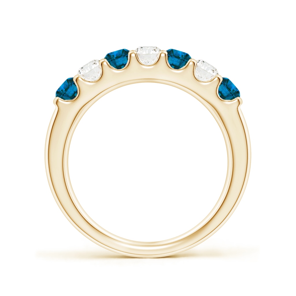 3.1mm AAA Prong-Set White and Enhanced Blue Diamond Half Eternity Ring in Yellow Gold - side 199