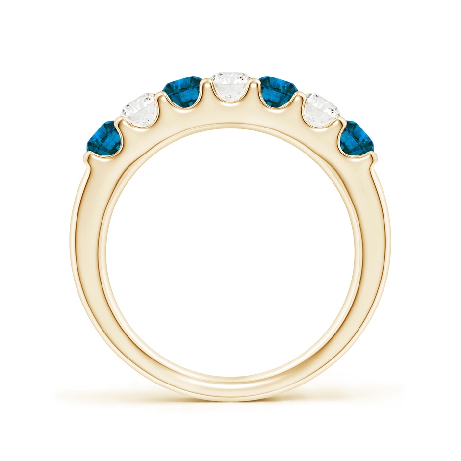 3.1mm AAA Prong-Set White and Enhanced Blue Diamond Half Eternity Ring in Yellow Gold side 199