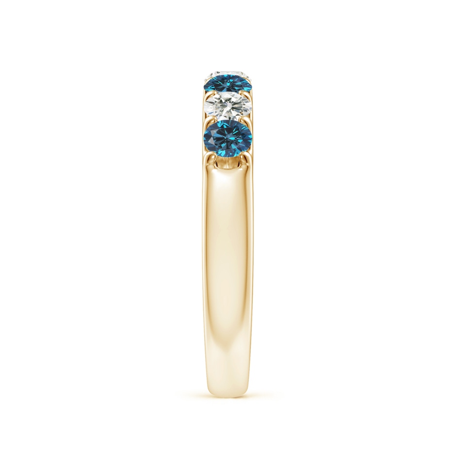 3.1mm AAA Prong-Set White and Enhanced Blue Diamond Half Eternity Ring in Yellow Gold side 299