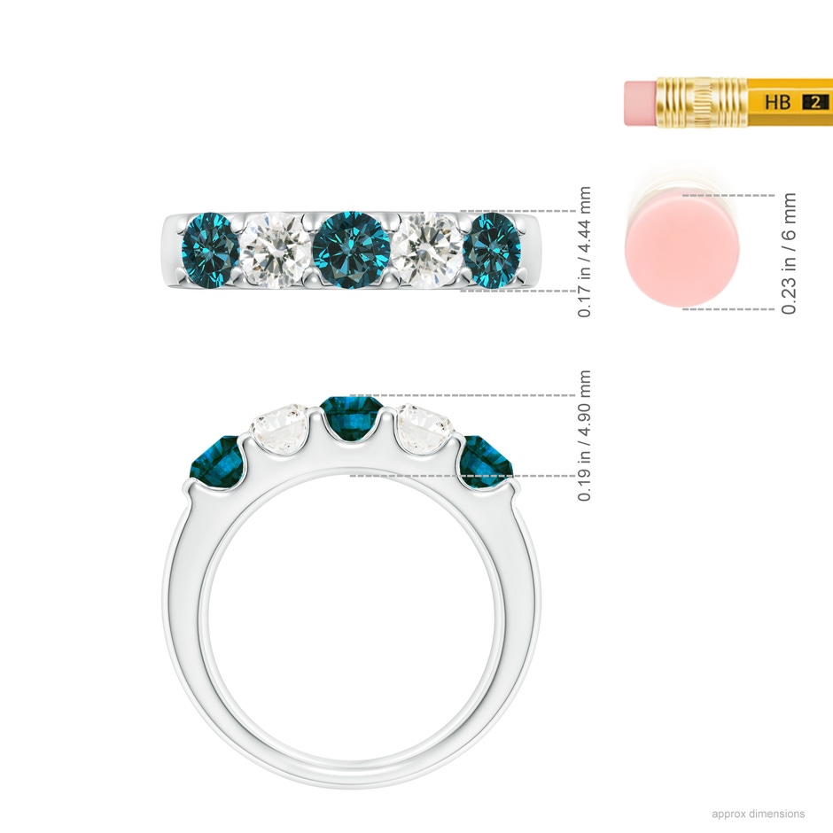 4.2mm AA Prong-Set White and Enhanced Blue Diamond Half Eternity Ring in P950 Platinum ruler