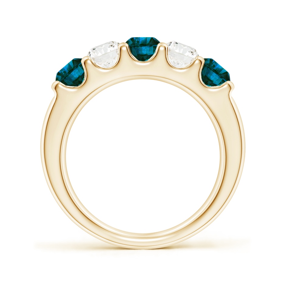 4.2mm AA Prong-Set White and Enhanced Blue Diamond Half Eternity Ring in Yellow Gold side 199