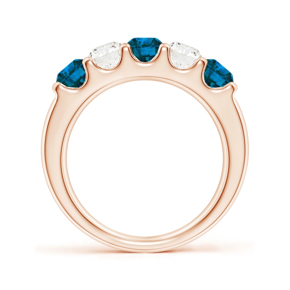 4.2mm AAA Prong-Set White and Enhanced Blue Diamond Half Eternity Ring in 18K Rose Gold side 199