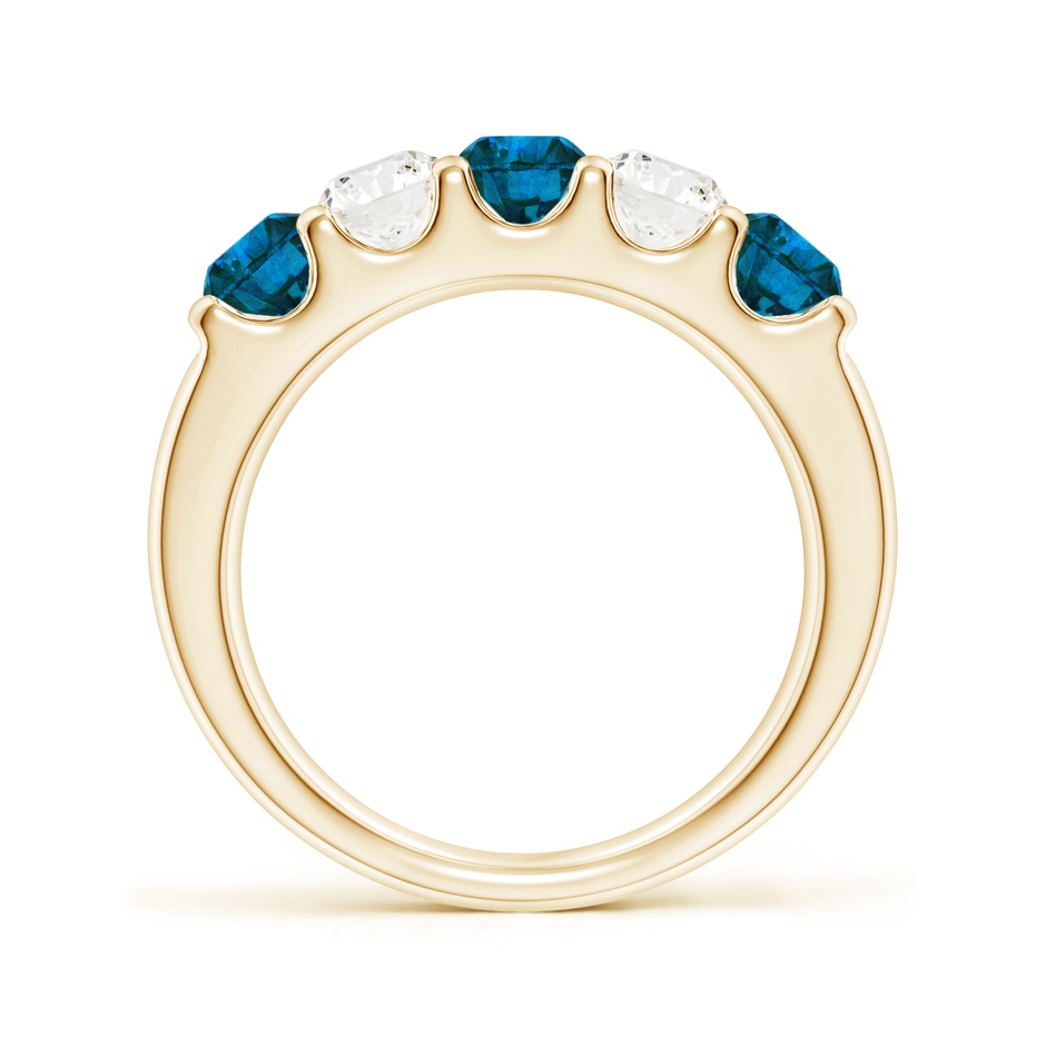 4.2mm AAA Prong-Set White and Enhanced Blue Diamond Half Eternity Ring in Yellow Gold side 199