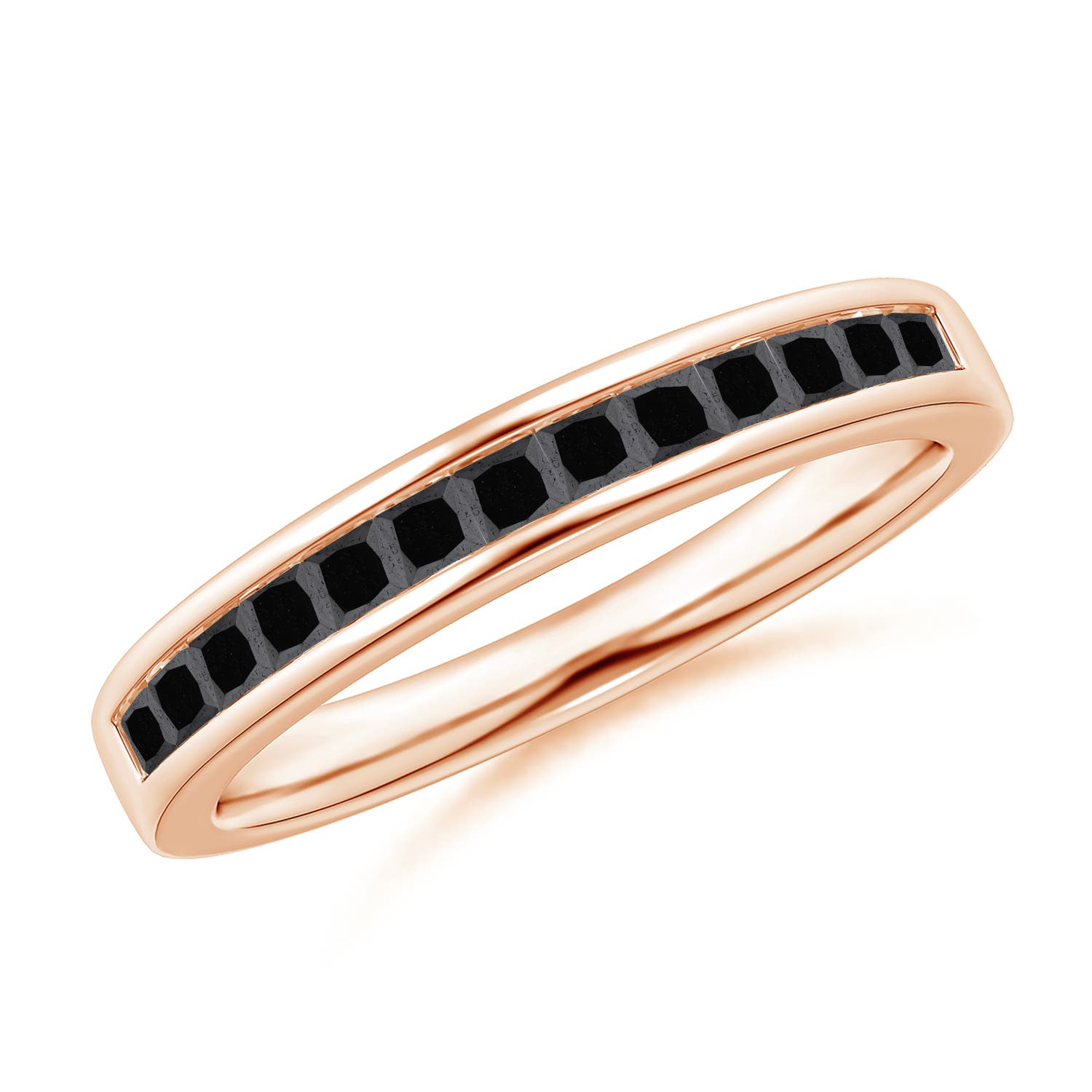 1.8mm A Channel Set Princess Enhanced Black Diamond Half Eternity Ring in Rose Gold