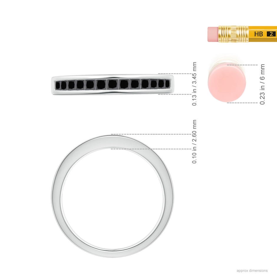 1.8mm AA Channel Set Princess Enhanced Black Diamond Half Eternity Ring in P950 Platinum ruler