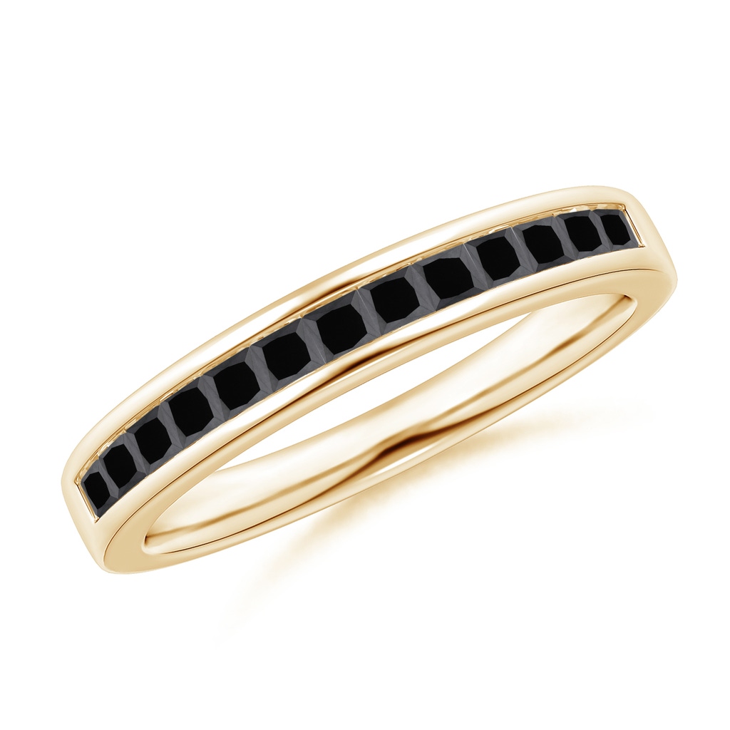 1.8mm AA Channel Set Princess Enhanced Black Diamond Half Eternity Ring in Yellow Gold