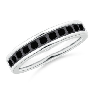 2.4mm AA Channel Set Princess Enhanced Black Diamond Half Eternity Ring in P950 Platinum