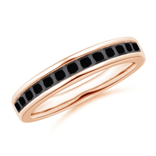 2mm AA Channel Set Princess Enhanced Black Diamond Half Eternity Ring in 18K Rose Gold