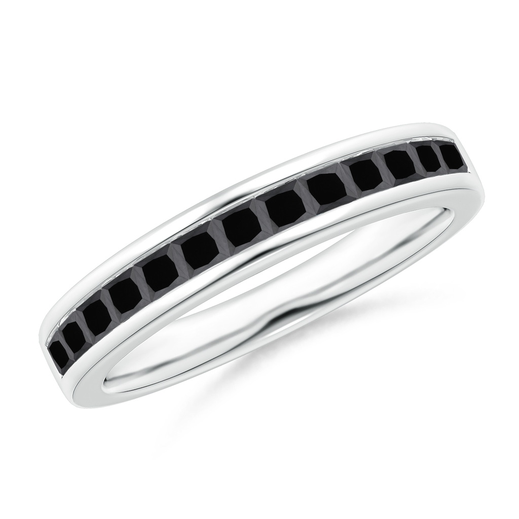 2mm AA Channel Set Princess Enhanced Black Diamond Half Eternity Ring in White Gold