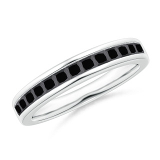 2mm AA Channel Set Princess Enhanced Black Diamond Half Eternity Ring in White Gold