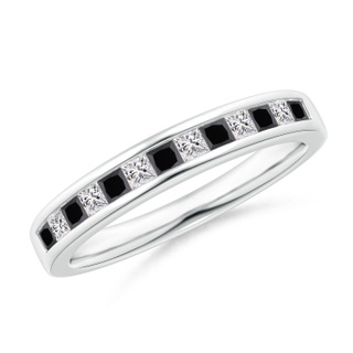 1.8mm AA Princess-Cut White & Enhanced Black Diamond Half Eternity Ring in P950 Platinum