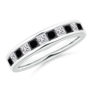 2.4mm AA Princess-Cut White & Enhanced Black Diamond Half Eternity Ring in P950 Platinum