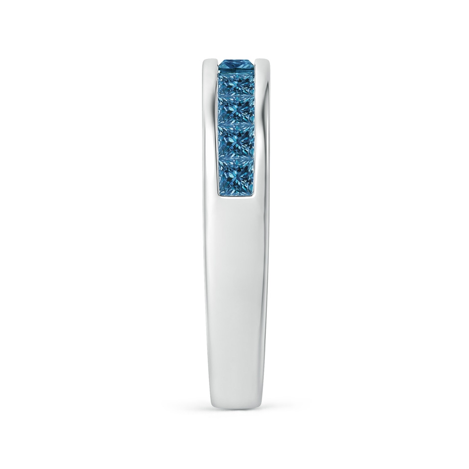 2.4mm AAA Channel Set Princess Enhanced Blue Diamond Half Eternity Ring in 18K White Gold side 299