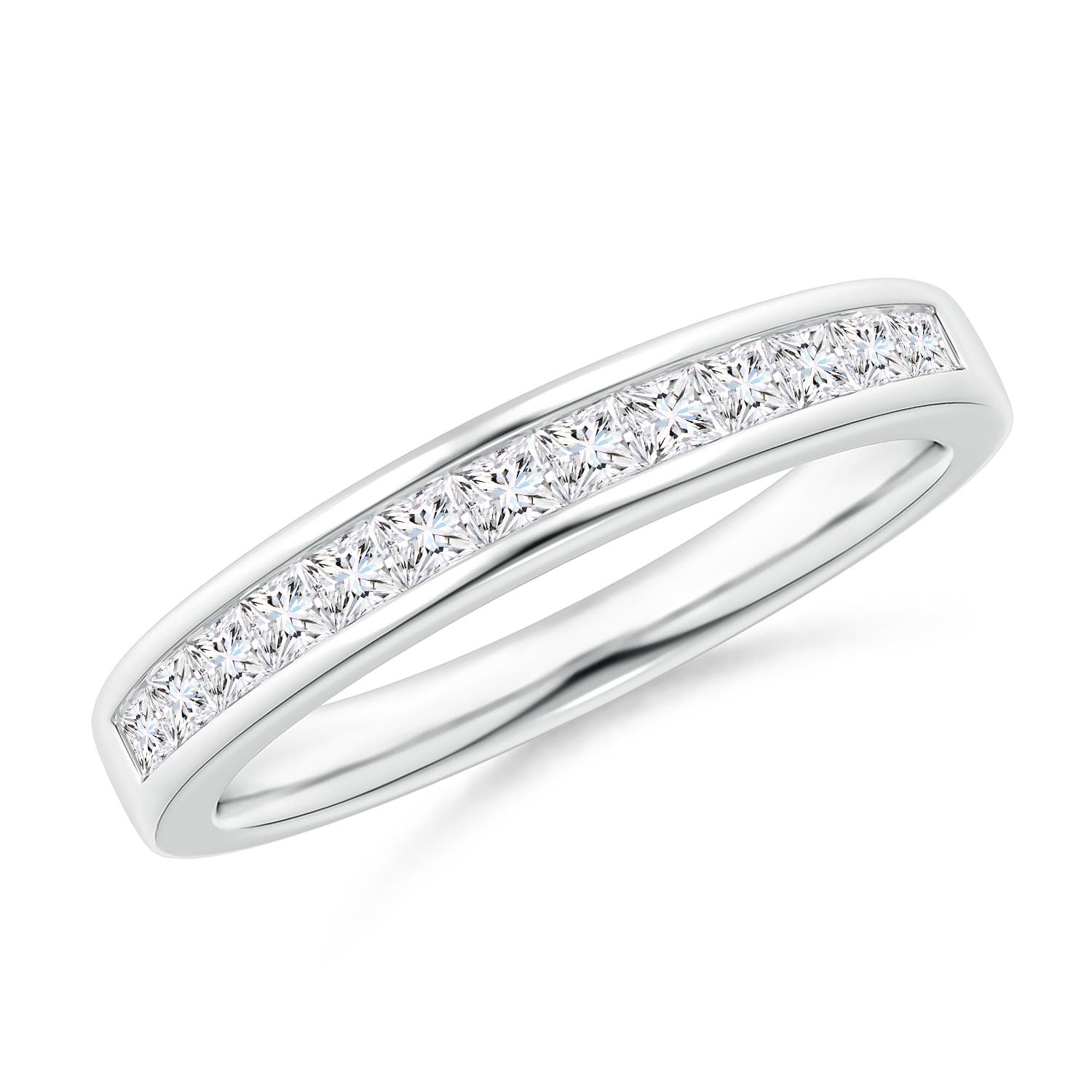 1.8mm GVS2 Channel Set Princess Diamond Half Eternity Wedding Ring in 18CT White Gold