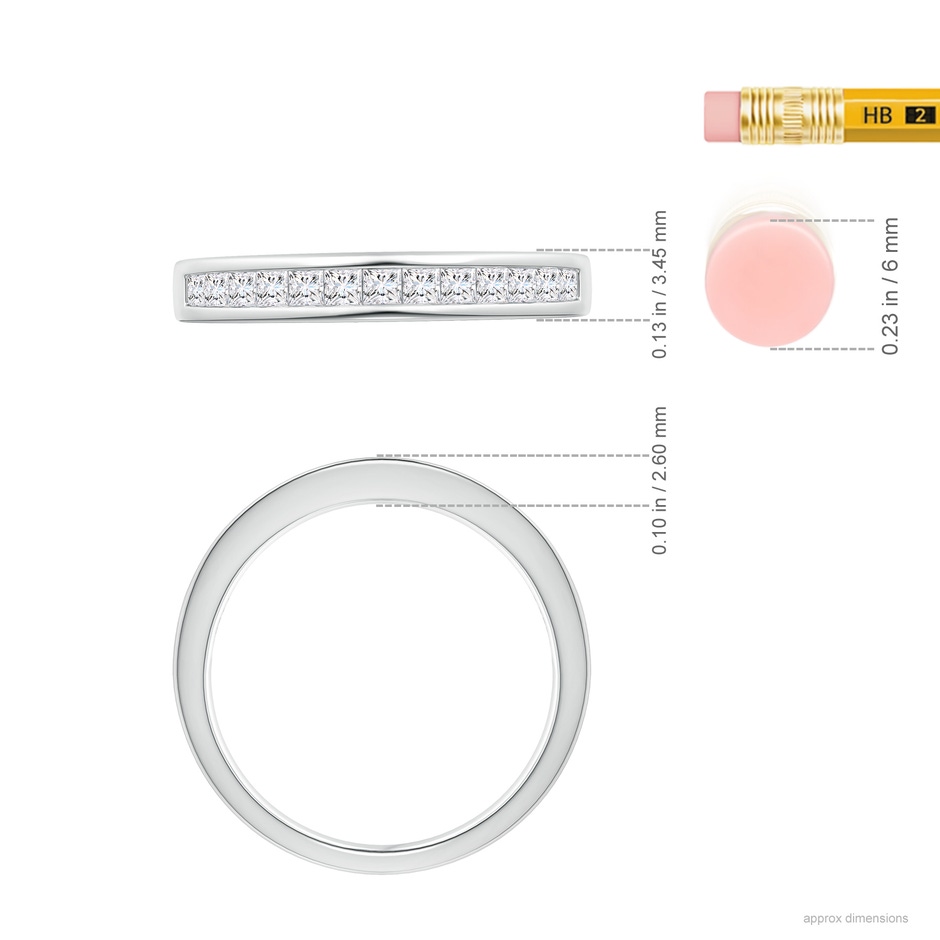 1.8mm GVS2 Channel Set Princess Diamond Half Eternity Wedding Ring in White Gold ruler
