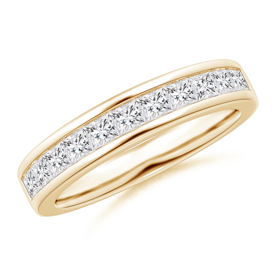2.4mm HSI2 Channel Set Princess Diamond Half Eternity Wedding Ring in 18K Yellow Gold 