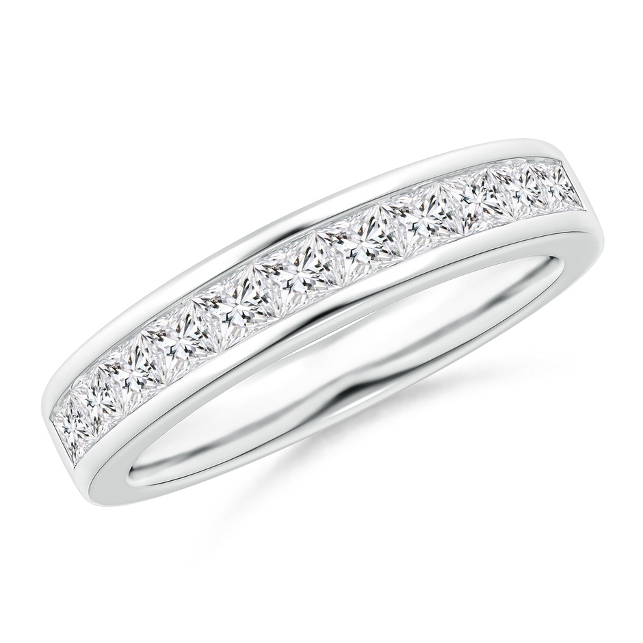 2.4mm HSI2 Channel Set Princess Diamond Half Eternity Wedding Ring in White Gold 
