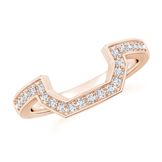 1.3mm GHVS Pave-Set Diamond Contoured Women's Wedding Ring in Rose Gold