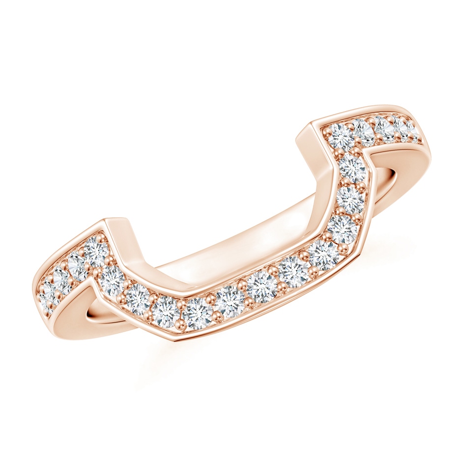 1.5mm GHVS Pave-Set Diamond Contoured Women's Wedding Ring in 18K Rose Gold 