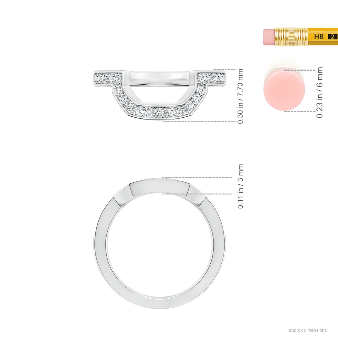 1.5mm GHVS Pave-Set Diamond Contoured Women's Wedding Ring in White Gold - ruler