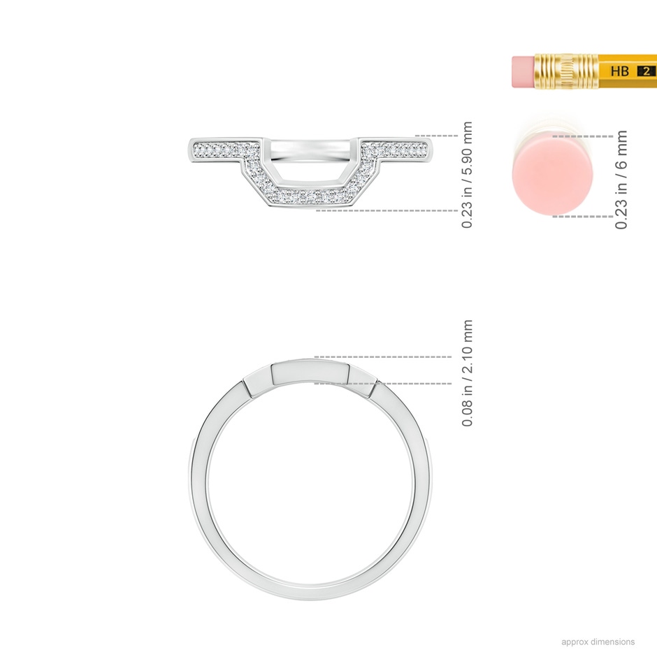 1mm GHVS Pave-Set Diamond Contoured Women's Wedding Ring in P950 Platinum ruler