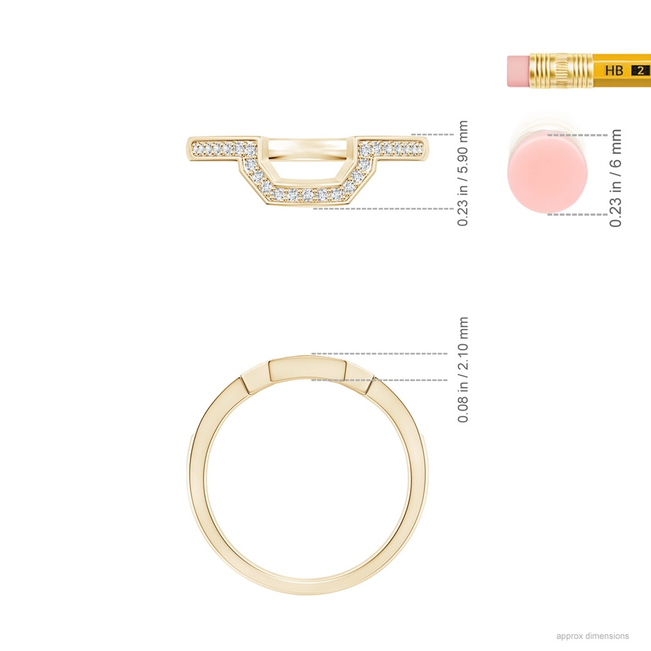 1mm GHVS Pave-Set Diamond Contoured Women's Wedding Ring in Yellow Gold ruler