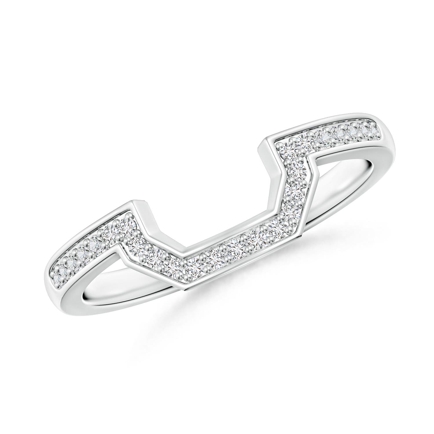 1mm HSI2 Pave-Set Diamond Contoured Women's Wedding Ring in 18K White Gold