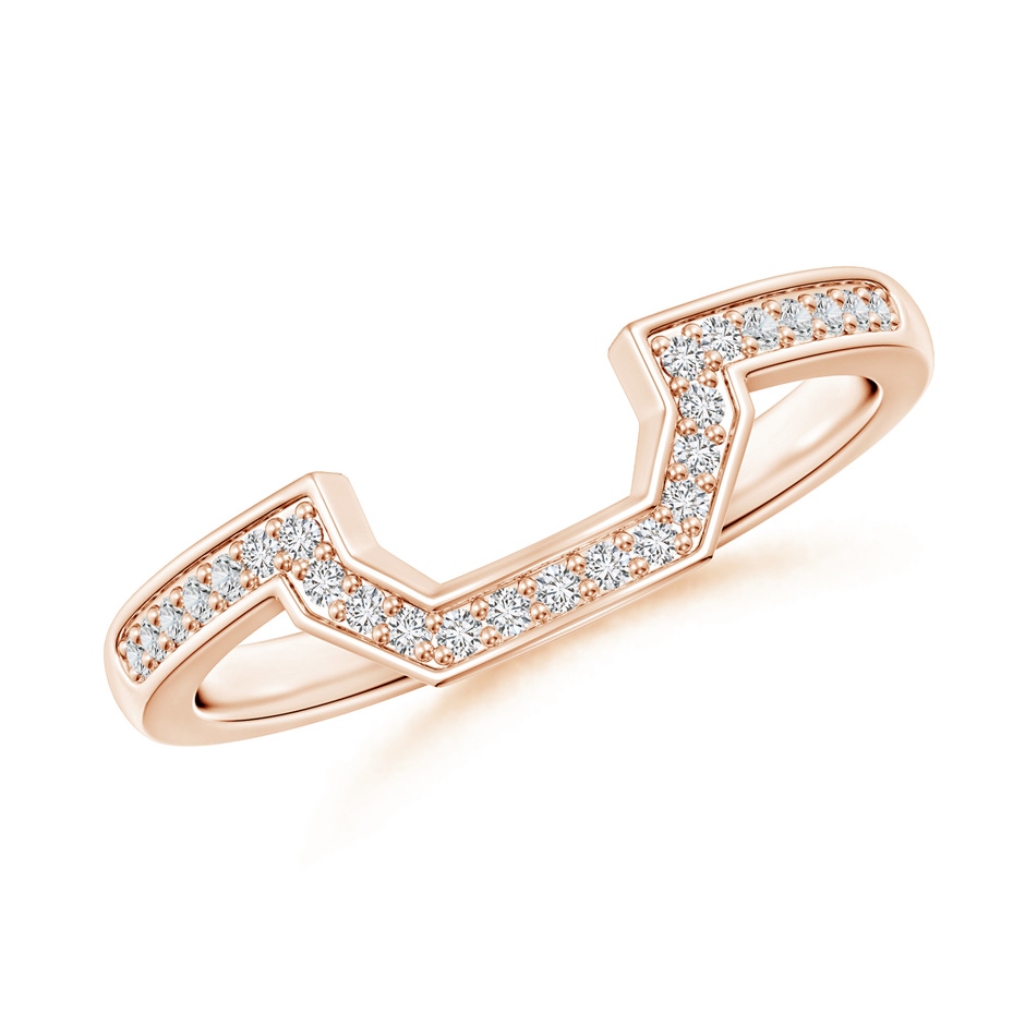 1mm HSI2 Pave-Set Diamond Contoured Women's Wedding Ring in Rose Gold 