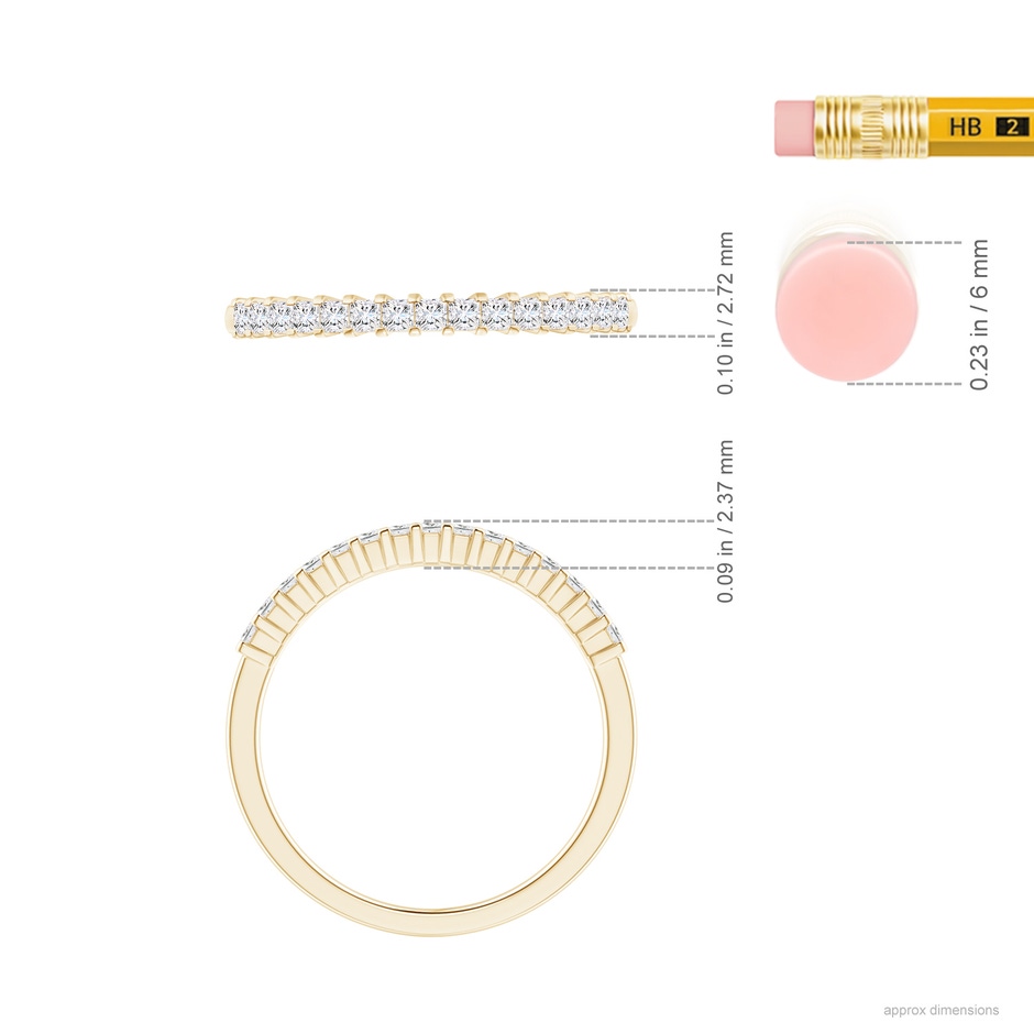 1.5mm GVS2 Princess Diamond Semi Eternity Classic Wedding Ring in Yellow Gold ruler