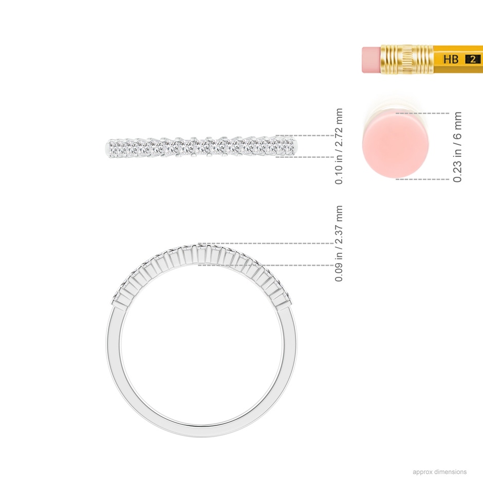 1.5mm HSI2 Princess Diamond Semi Eternity Classic Wedding Ring in White Gold ruler