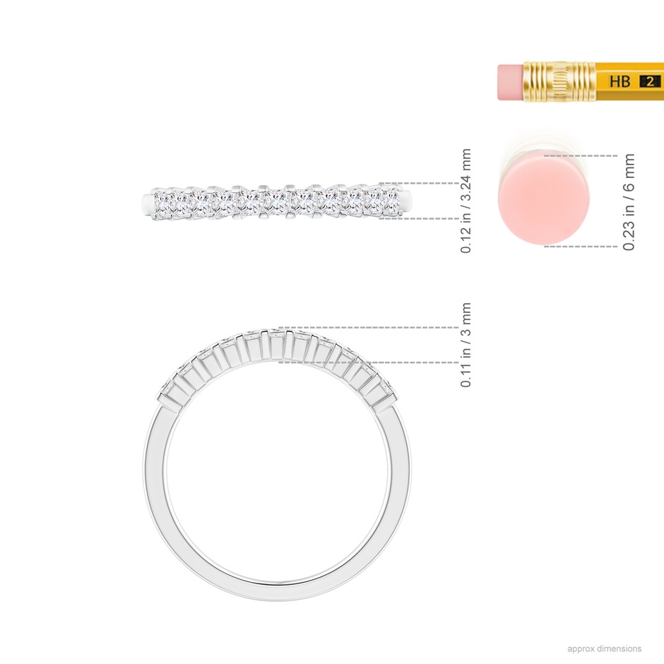 1.9mm GVS2 Princess Diamond Semi Eternity Classic Wedding Ring in White Gold ruler