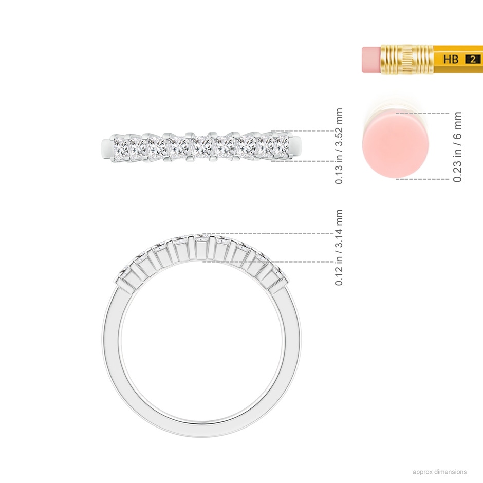2.2mm HSI2 Princess Diamond Semi Eternity Classic Wedding Ring in P950 Platinum ruler