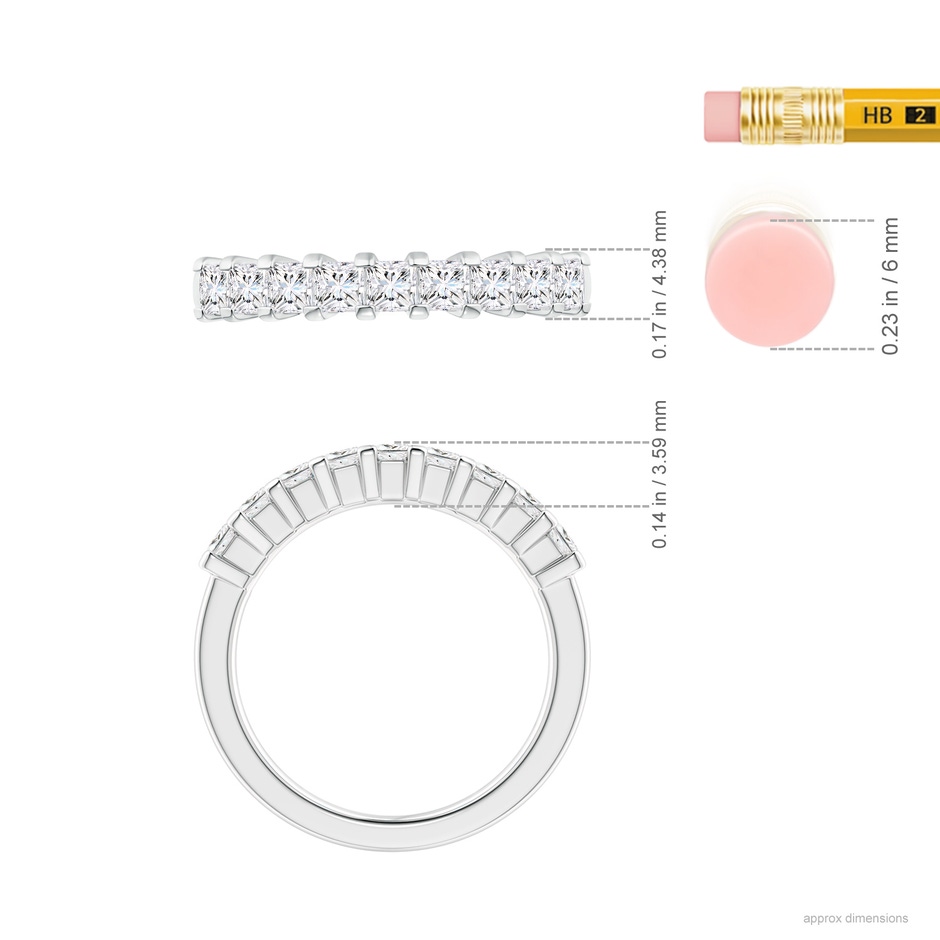 2.6mm GVS2 Princess Diamond Semi Eternity Classic Wedding Ring in P950 Platinum ruler