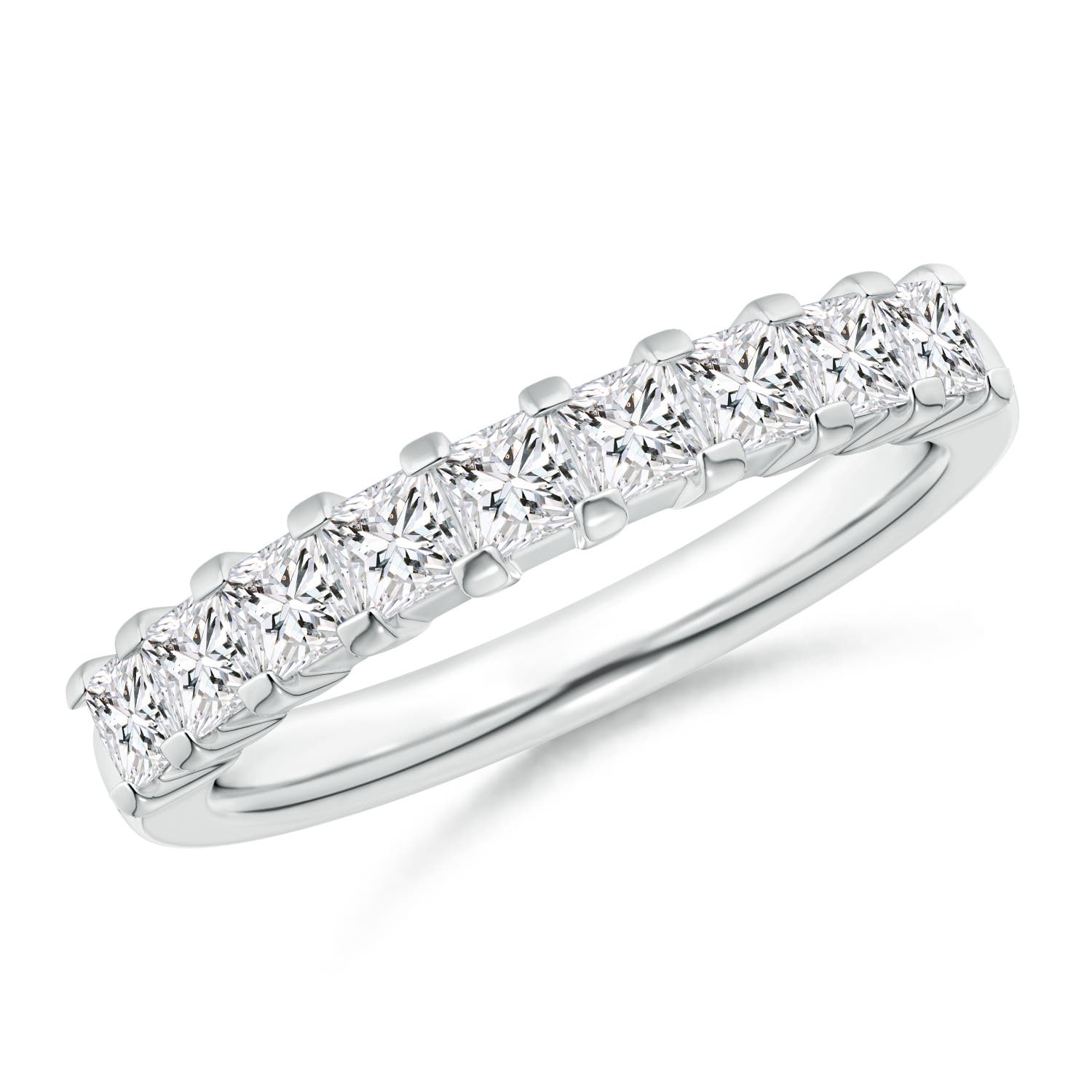 2.6mm HSI2 Princess Diamond Semi Eternity Classic Wedding Ring in White Gold