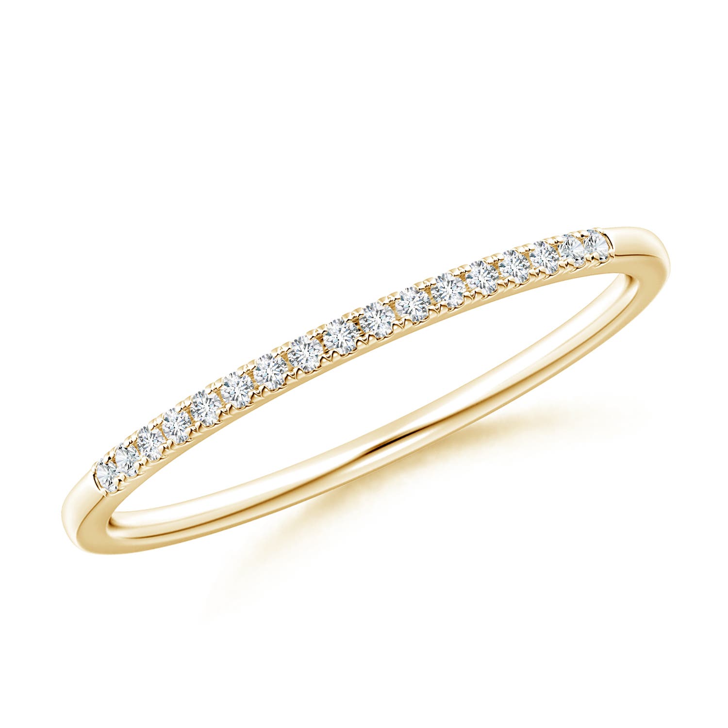 1.1mm GVS2 Fishtail Set Diamond Semi Eternity Wedding Ring for Her in 18K Yellow Gold