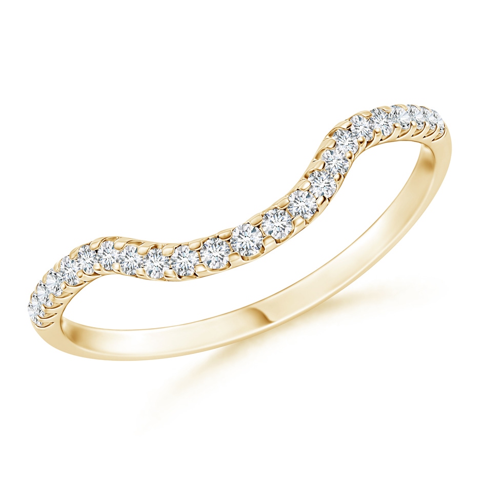1.1mm GVS2 Prong Set Diamond Curved Wedding Ring for Women in 18K Yellow Gold 