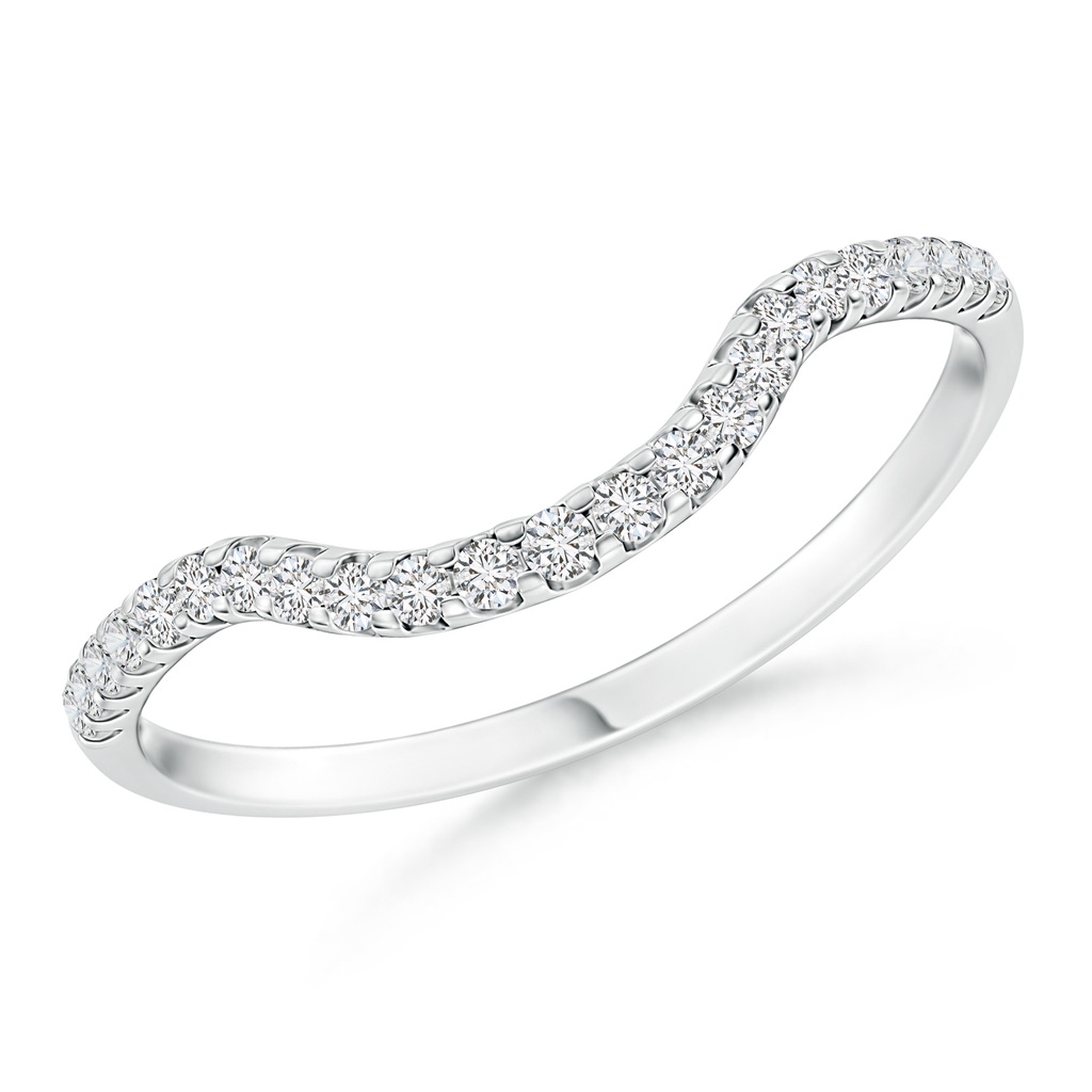 1.1mm HSI2 Prong Set Diamond Curved Wedding Ring for Women in White Gold