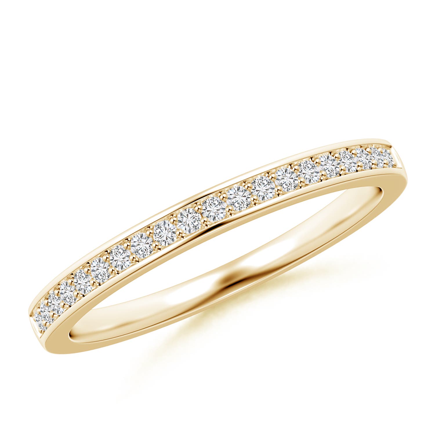 1.2mm HSI2 Pave Set Half Eternity Women's Diamond Wedding Ring in Yellow Gold