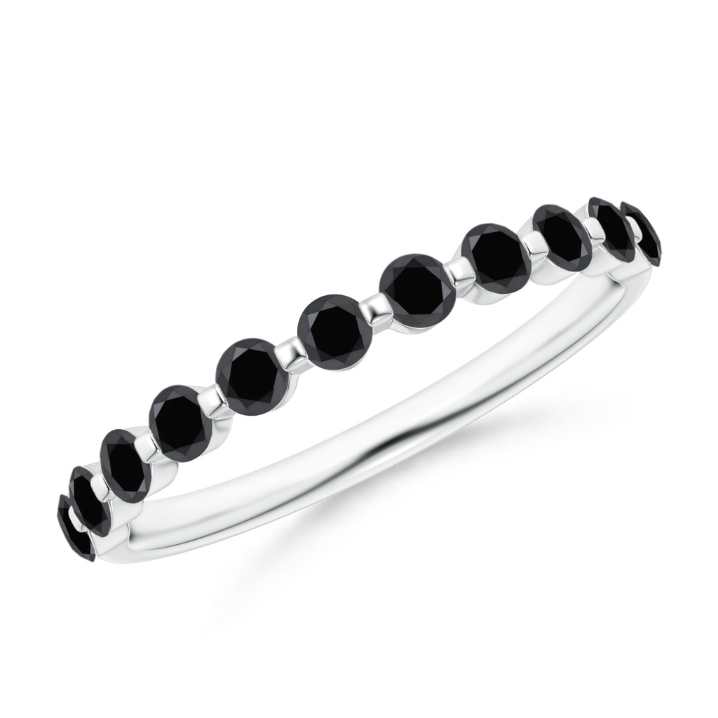 2.2mm AA Floating Enhanced Black Diamond Semi Eternity Wedding Ring for Her in P950 Platinum