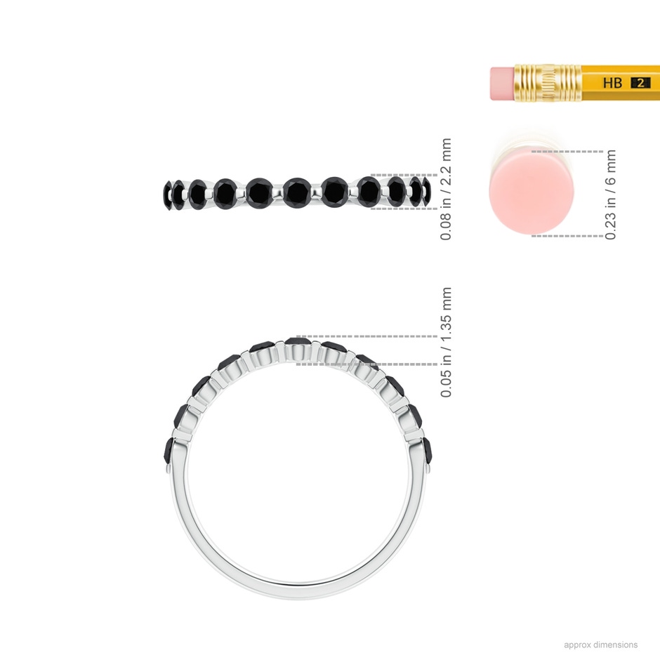 2.2mm AA Floating Enhanced Black Diamond Semi Eternity Wedding Ring for Her in White Gold ruler
