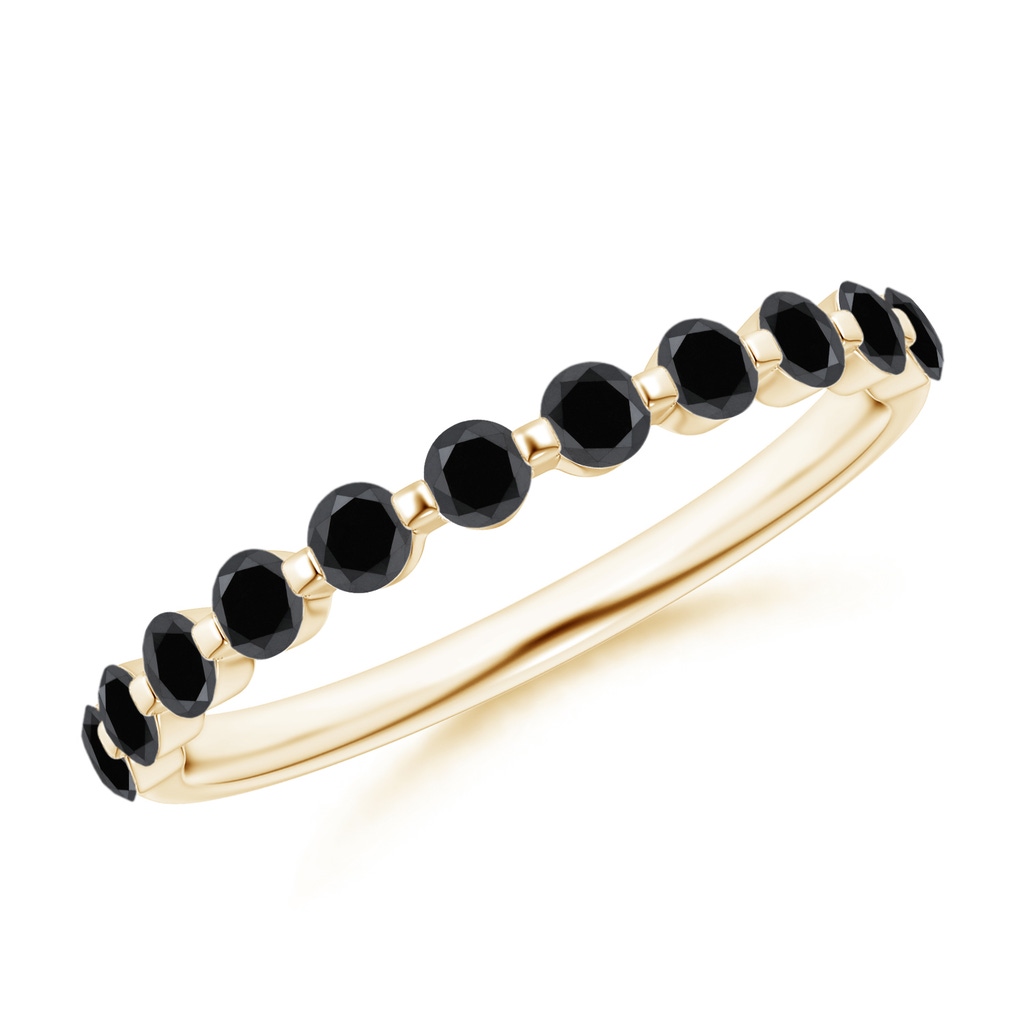 2.2mm AA Floating Enhanced Black Diamond Semi Eternity Wedding Ring for Her in Yellow Gold