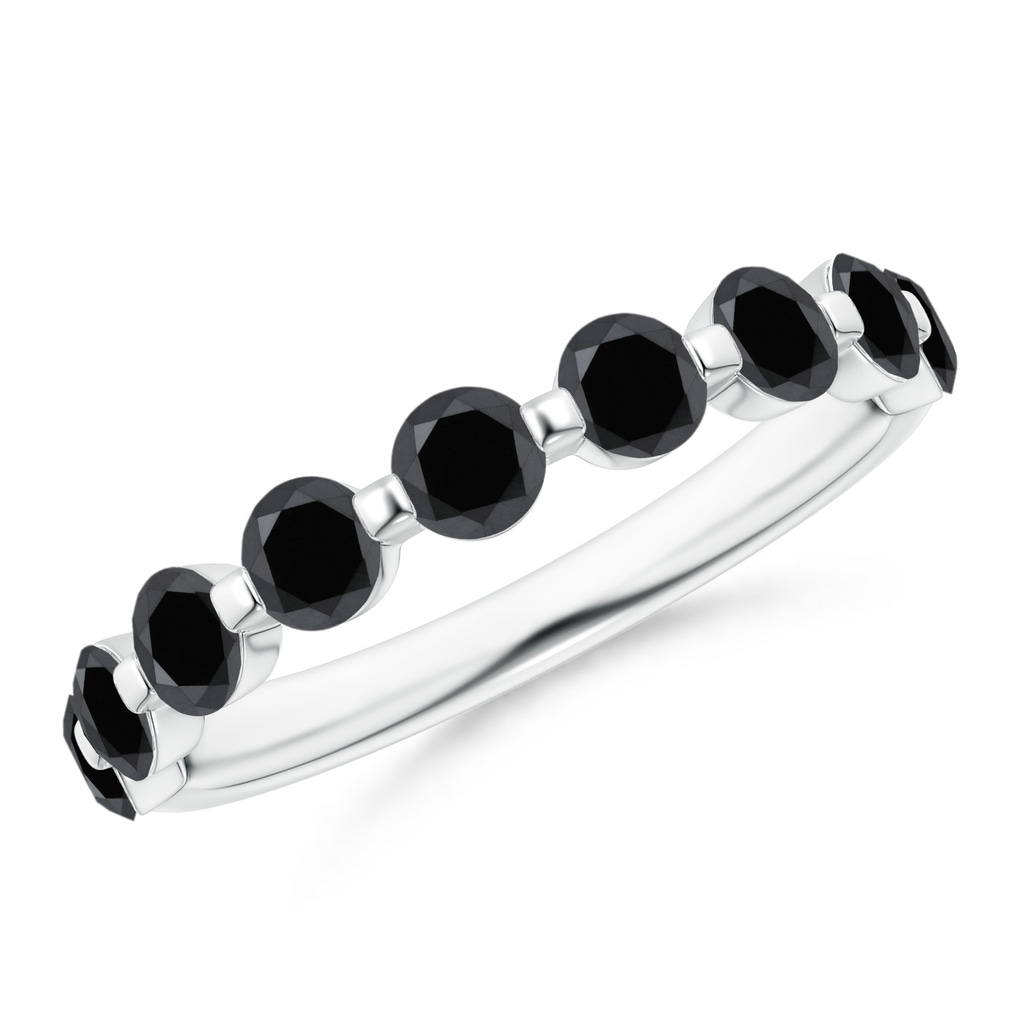 3mm AA Floating Enhanced Black Diamond Semi Eternity Wedding Ring for Her in White Gold