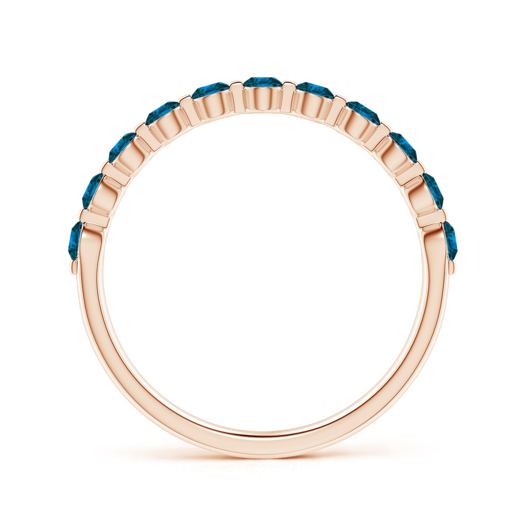 2.2mm AAA Floating Enhanced Blue Diamond Semi Eternity Wedding Ring for Her in Rose Gold - side 199