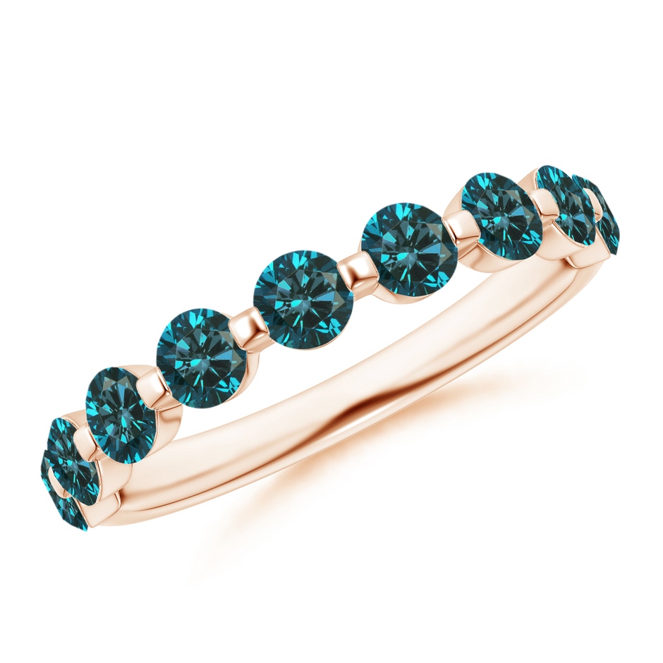 3mm AA Floating Enhanced Blue Diamond Semi Eternity Wedding Ring for Her in Rose Gold 