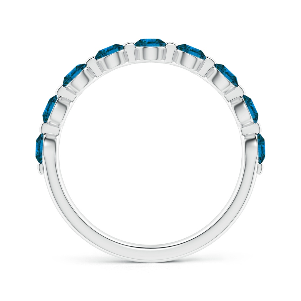 3mm AAA Floating Enhanced Blue Diamond Semi Eternity Wedding Ring for Her in White Gold - side 199