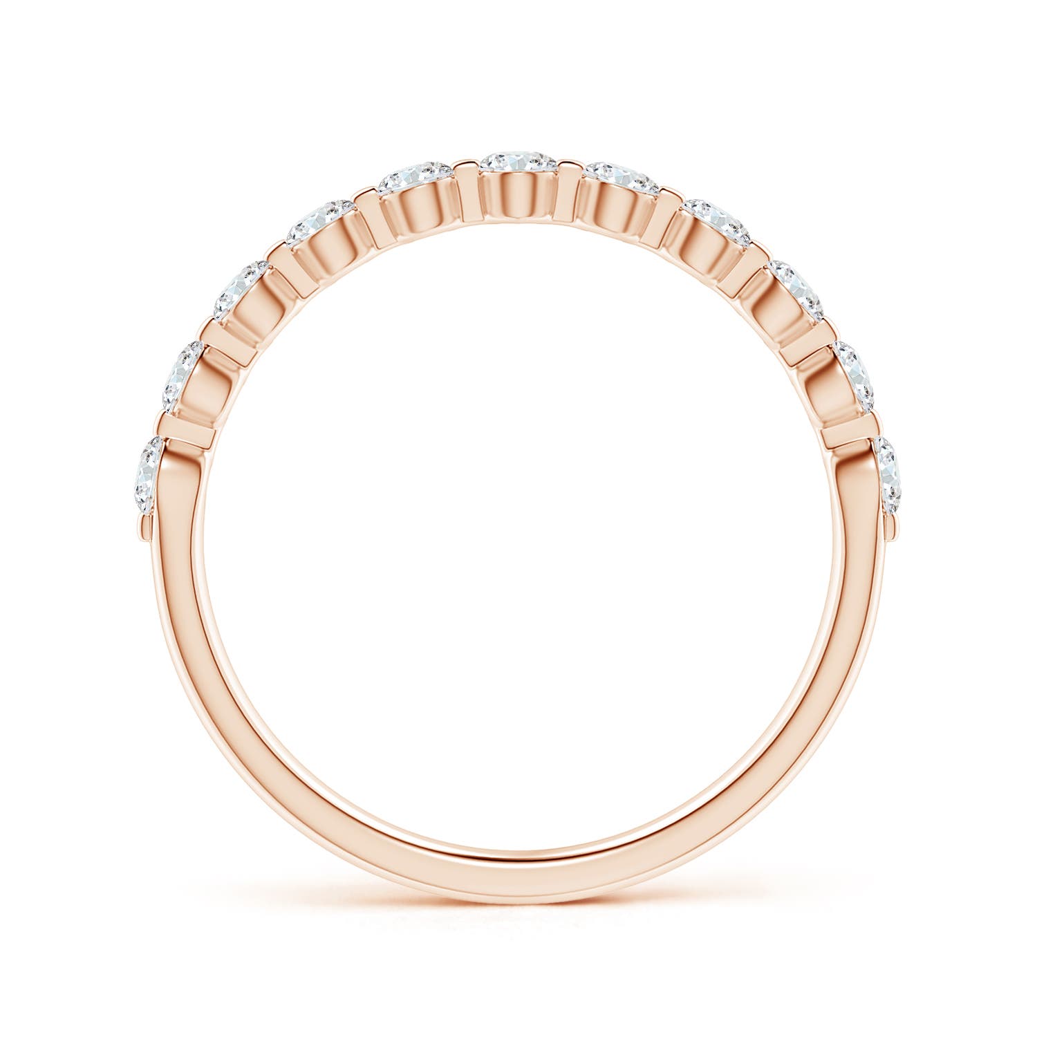 2.2mm GVS2 Floating Round Diamond Semi Eternity Wedding Ring for Her in 18K Rose Gold